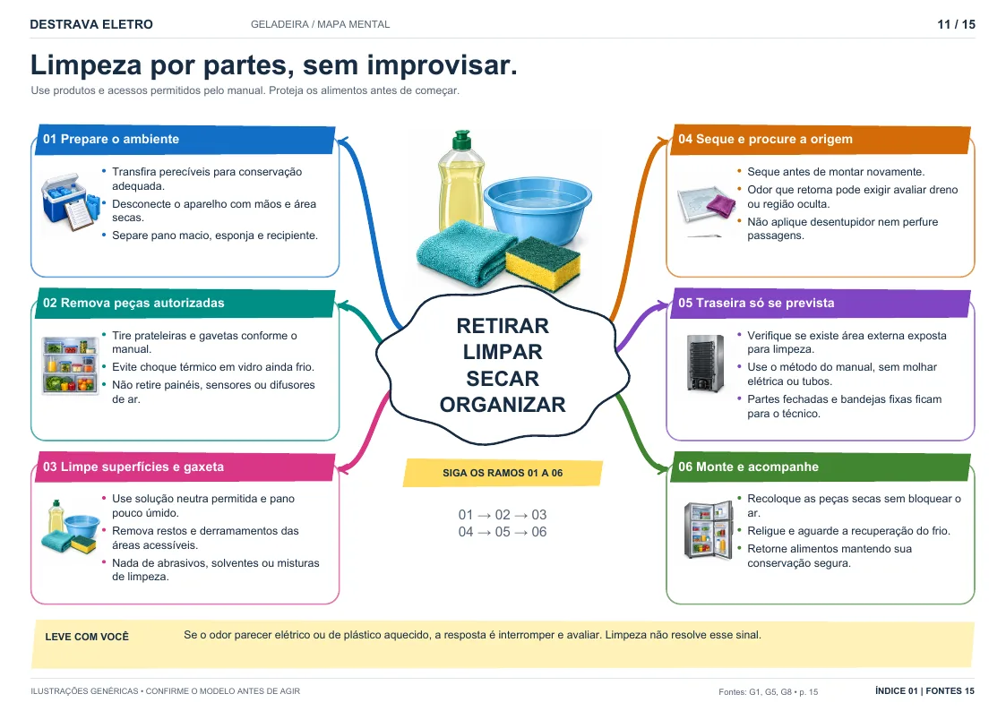 Página de cuidados do mapa de Geladeira